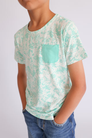 SEAFOAM TIE DYE DREAM POCKET TEE