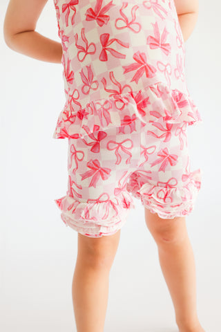 BOW CHECKERED CHARM DREAM RUFFLE SHORTS
