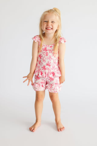 BOW CHECKERED CHARM DREAM RUFFLE SHORTS