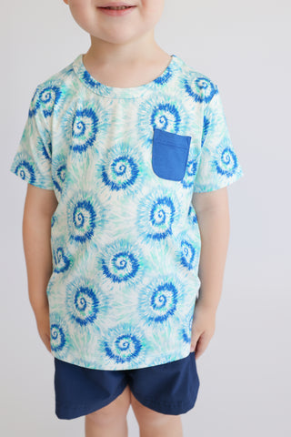 OCEAN WAVES TIE DYE DREAM POCKET TEE