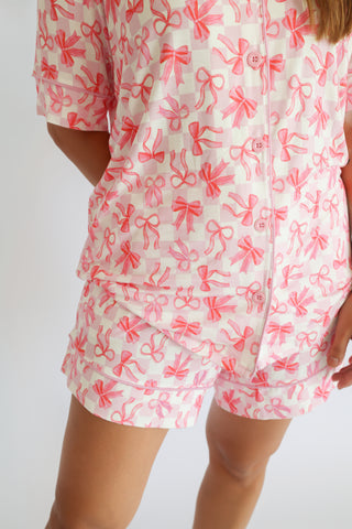 BOW CHECKERED CHARM WOMEN’S DREAM SHORT SET