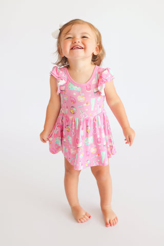 GLAMOUR MAGIC DREAM RUFFLED CAP SLEEVE BODYSUIT DRESS