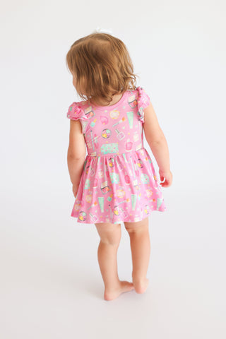 GLAMOUR MAGIC DREAM RUFFLED CAP SLEEVE BODYSUIT DRESS