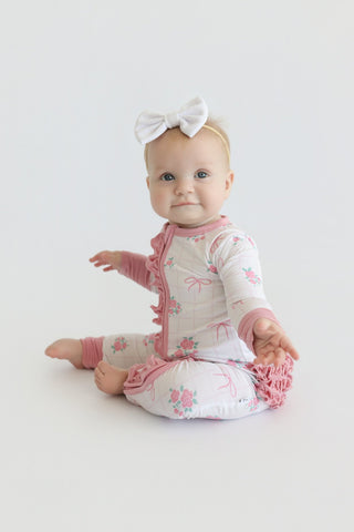 TIED WITH ROSES DREAM RUFFLE ROMPER