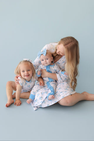 POWDER BLUE POSIE DREAM RUFFLE ROMPER