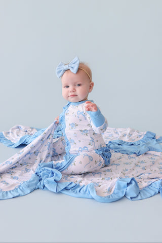 POWDER BLUE POSIE DREAM RUFFLE ROMPER