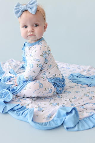 POWDER BLUE POSIE DREAM RUFFLE ROMPER