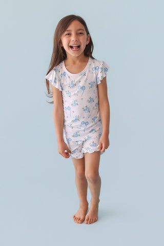 POWDER BLUE POSIE DREAM RUFFLE SHORT SET