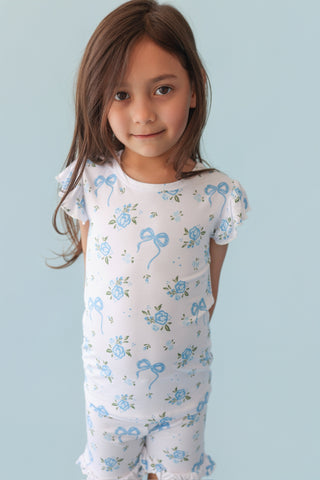 POWDER BLUE POSIE DREAM RUFFLE SHORT SET