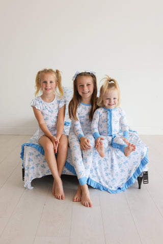 POWDER BLUE POSIE DREAM RUFFLE SHORT SET