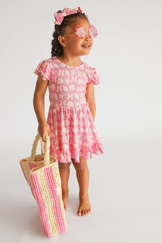 COASTAL CHIC DREAM TIE BACK RUFFLE DRESS