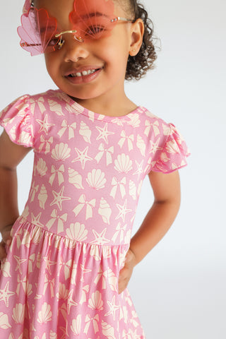 COASTAL CHIC DREAM TIE BACK RUFFLE DRESS