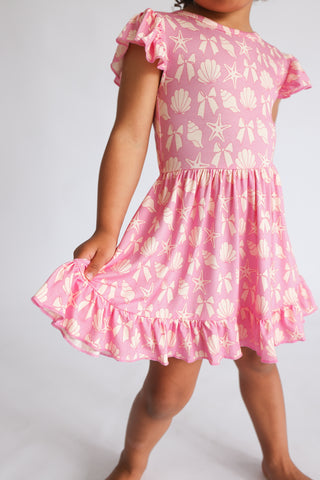 COASTAL CHIC DREAM TIE BACK RUFFLE DRESS