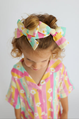 DAISY STRIPE DELIGHT DREAM BOW HAIR CLIPS
