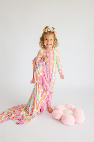 DAISY STRIPE DELIGHT DREAM RUFFLE ROMPER