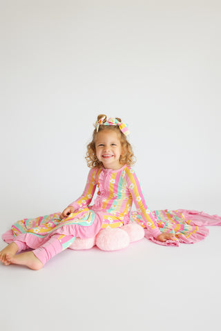 DAISY STRIPE DELIGHT DREAM RUFFLE ROMPER