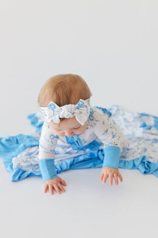 POWDER BLUE POSIE DREAM RUFFLE ROMPER