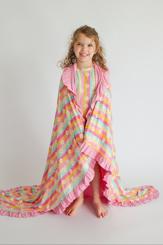DAISY STRIPE DELIGHT RUFFLE DREAM BLANKET