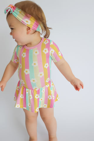 DAISY STRIPE DELIGHT DREAM BODYSUIT DRESS