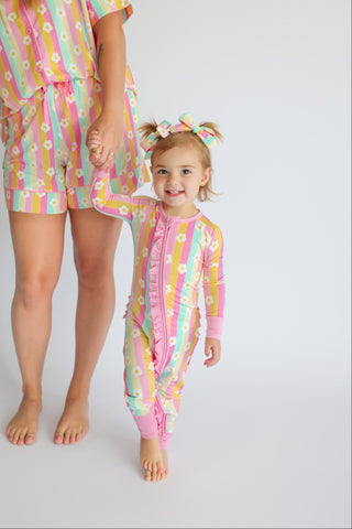 DAISY STRIPE DELIGHT DREAM RUFFLE ROMPER