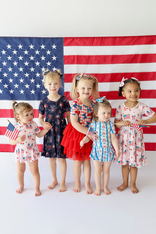 RED, WHITE & BOOM DREAM RUFFLE DRESS