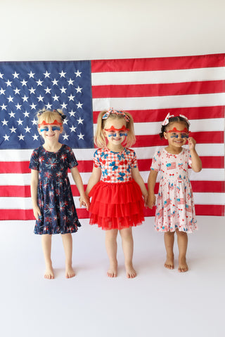 RED, WHITE & BOOM DREAM RUFFLE DRESS