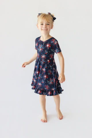 RED, WHITE & BOOM DREAM RUFFLE DRESS