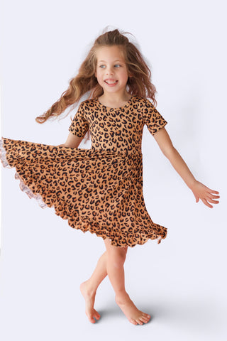 LEOPARD DREAM RUFFLE DRESS