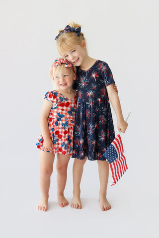 RED, WHITE & BOOM DREAM RUFFLE DRESS