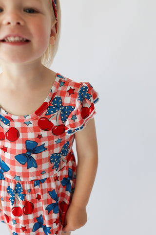 STAR-SPANGLED CHERRIES DREAM CAP SLEEVE BODYSUIT DRESS