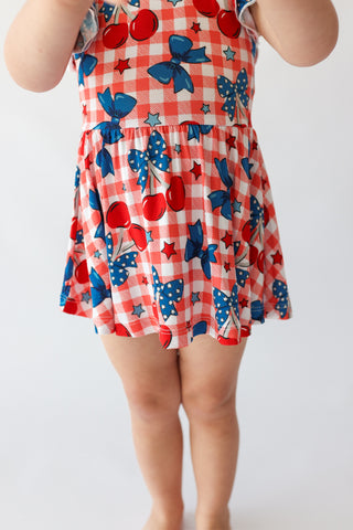 STAR-SPANGLED CHERRIES DREAM CAP SLEEVE BODYSUIT DRESS