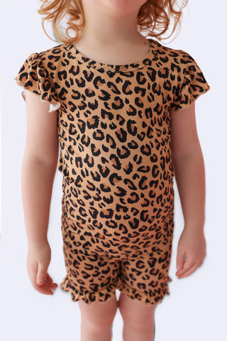 LEOPARD DREAM RUFFLE SHORT SET