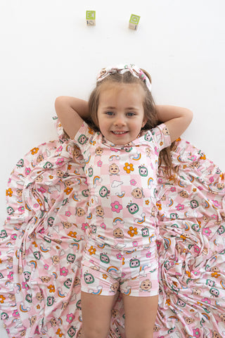 CoComelon x Dream Big Little Co JJ RAINBOW CHECKERS RUFFLE DREAM BLANKET