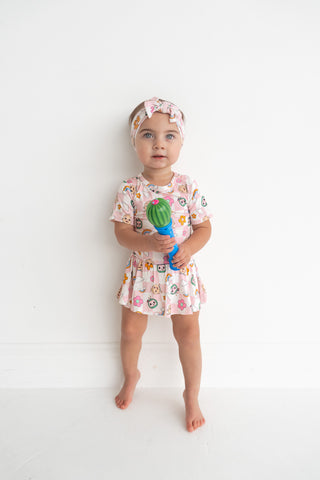 CoComelon x Dream Big Little Co JJ RAINBOW CHECKERS SHORT SLEEVE DREAM BODYSUIT DRESS