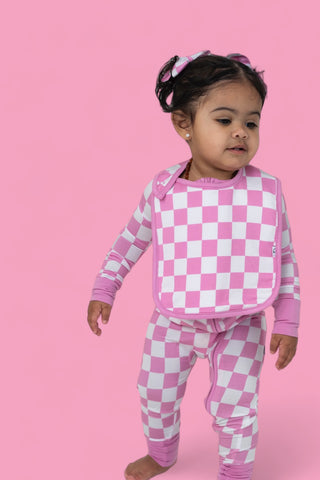 BUBBLEGUM CHECKERS DREAM BABY BIB (PACK)