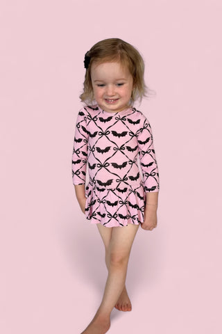 BATTY BOWS LONG SLEEVE DREAM BODYSUIT DRESS