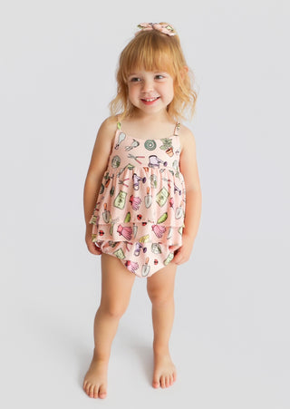IN THE GARDEN DREAM RUFFLED BUBBLE ROMPER