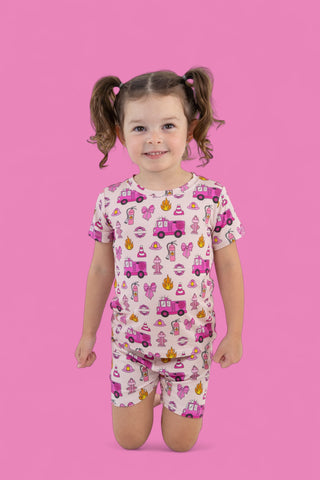 BLAZING BOWS AND HYDRANTS DREAM SHORT SET