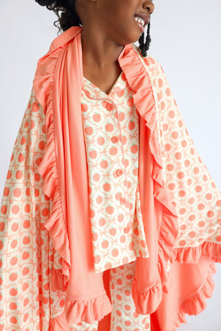 PEACH PERFECT BOWS DREAM RUFFLE BLANKET