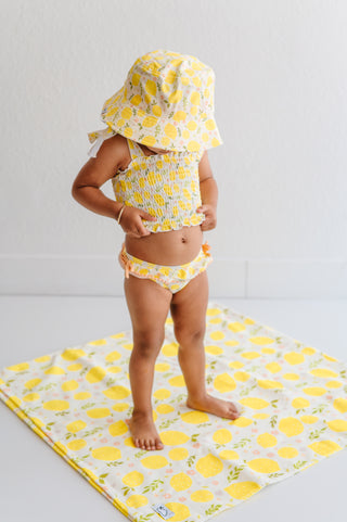 LEMON BLOSSOMS DREAM SMOCKED TANKINI TWO PIECE SWIM SUIT