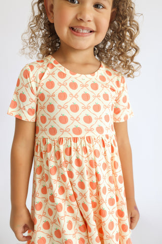 PEACH PERFECT BOWS DREAM RUFFLE DRESS