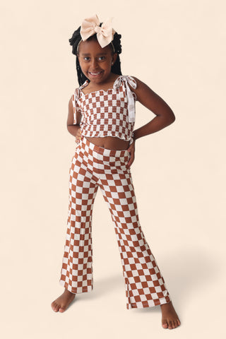 COPPER CHECKERS DREAM SMOCKED FLARE SET