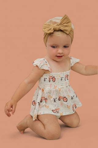FARMYARD FRIENDS DREAM SMOCKED BABYDOLL BUMMIES SET