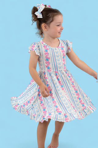 PETITE POSIE CAP SLEEVE DREAM RUFFLE DRESS