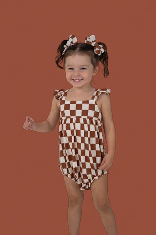 COPPER CHECKERS DREAM BUBBLE ROMPER