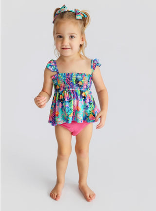 OCEAN GLOW DREAM SMOCKED BABYDOLL BUMMIES SET