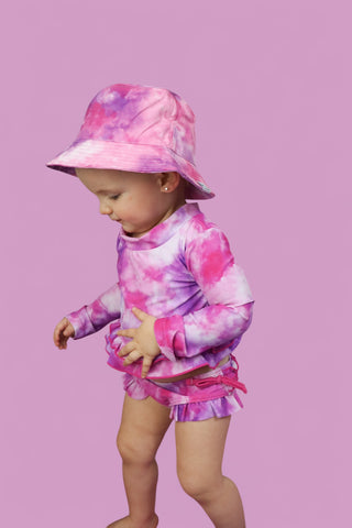 CANDY CLOUDS DREAM 2-PIECE RASH GUARD RUFFLE SWIM SUIT