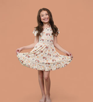 FARMYARD FRIENDS DREAM TIE BACK RUFFLE DRESS