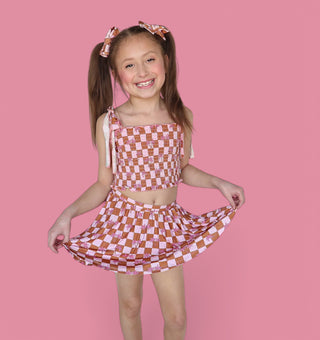 EXCLUSIVE SUNSET BEACH CHECKERS DREAM SMOCKED SKORT SET