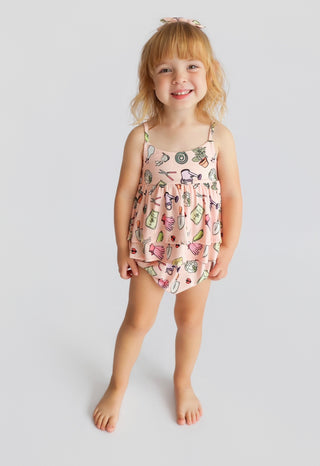 IN THE GARDEN DREAM RUFFLED BUBBLE ROMPER